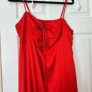 Express Orange Slip Maxi Dress with Front Tie Detail XL